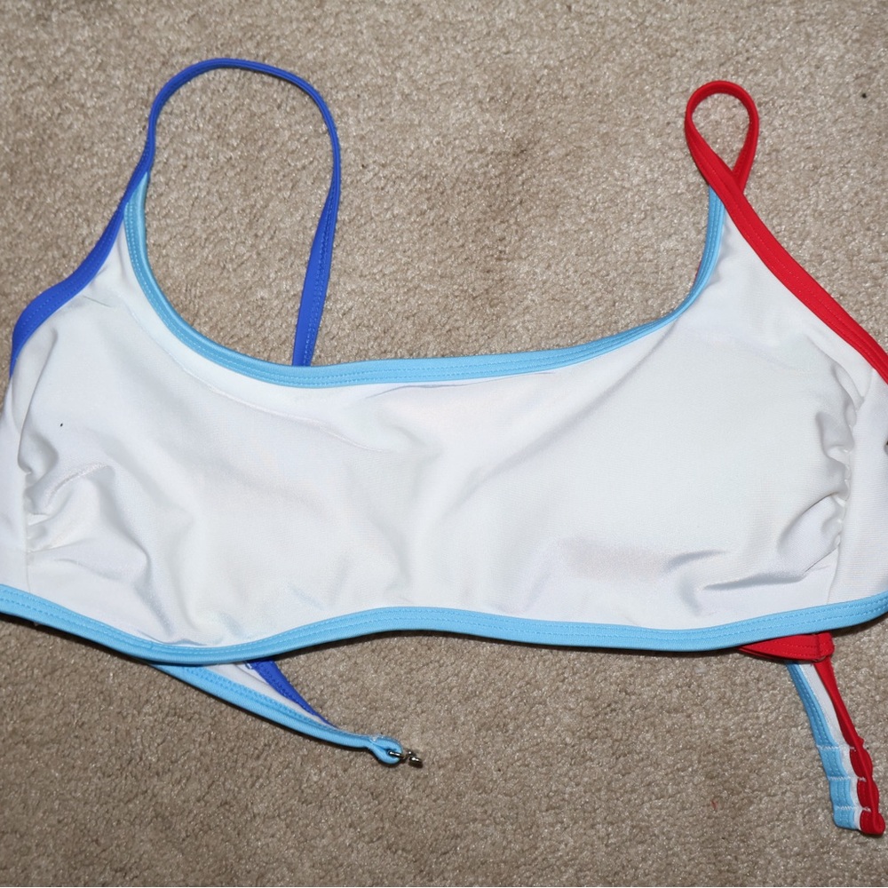 Bikini Top - White with Red and Blue Accents